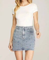 She + Sky - Rhinestones Embellished Skirt