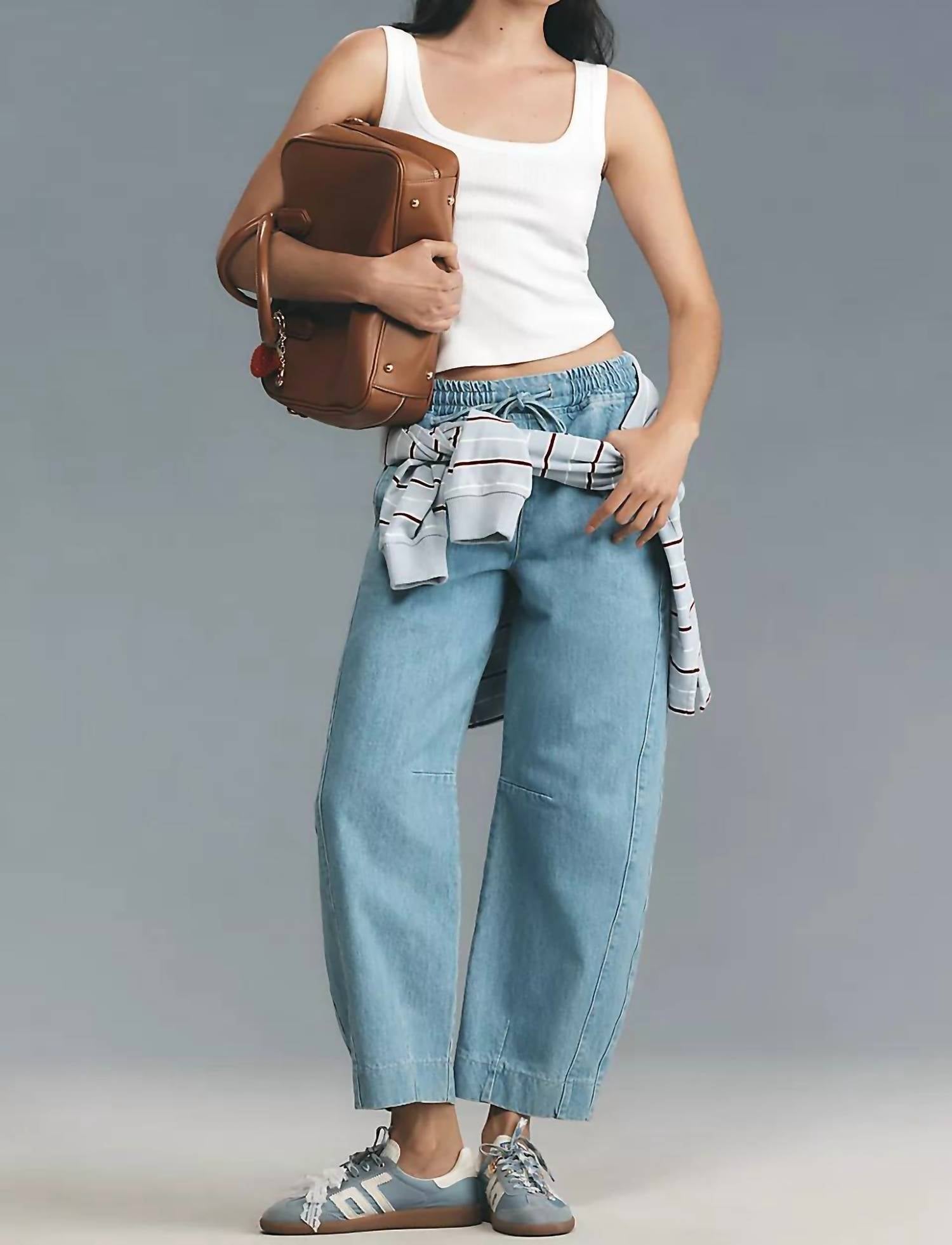 Damson Madder - Felix High-rise Pull-on Barrel Jeans