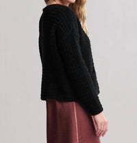 BAREFOOT DREAMS Cozychic Textured Button Front Cardigan in black 1 - women's cardigan - detail view