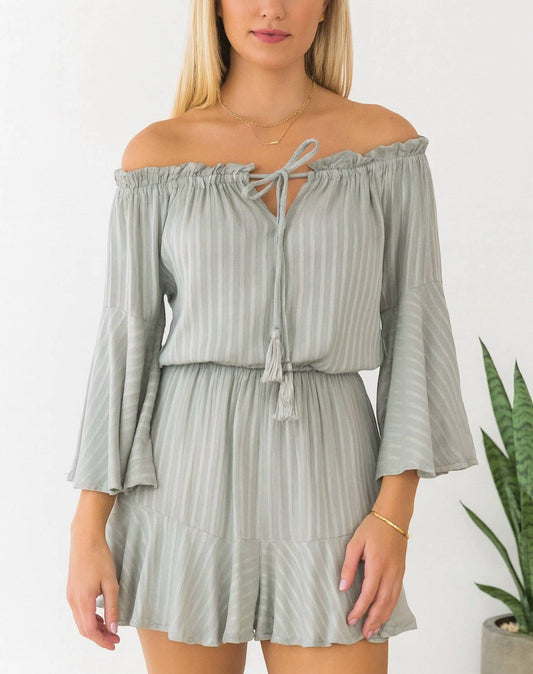 Blue B - Stripe Off-shoulder Romper