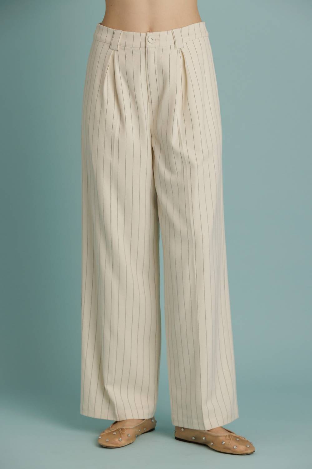 Aureum Striped Pleated Pants in ivory - women's pants - view 4