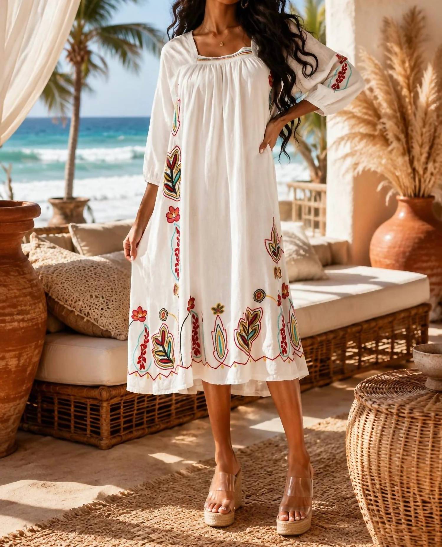 Surelymine - The Mosaic Embroidered Midi Dress