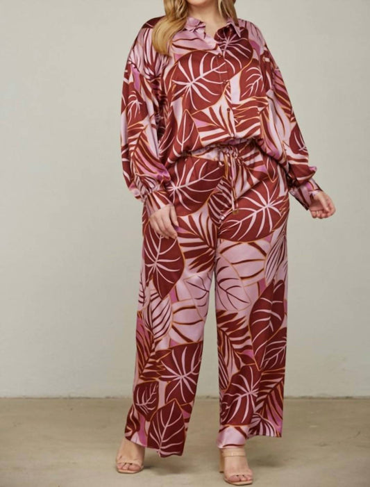 Fate - Tropical Print Satin Pants