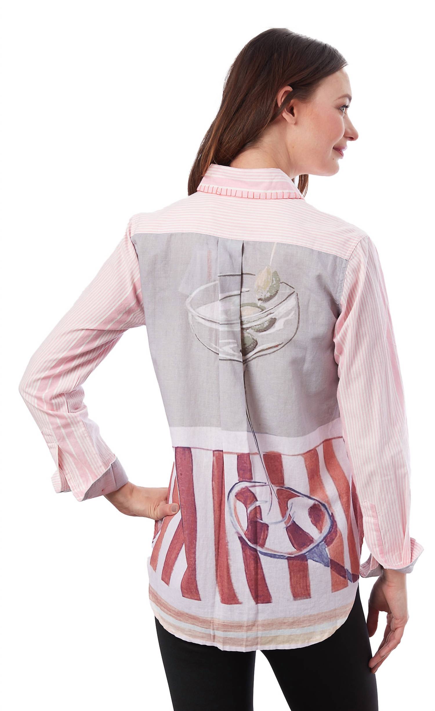 Dizzy-Lizzie Chesapeake Hi-lo Tunic Top in martinis - women's shirt - alternate view