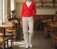 Autumn Cashmere - Scallop Edges Rib V-neck Cardigan