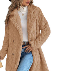 Miss Sparkling - Houndstooth Pattern Fleece Coat