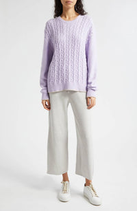 Atm - Women's Cotton Blend Cable Crew Neck Sweater