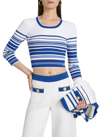 L'Agence - Yukio Striped Cropped Crewneck Top