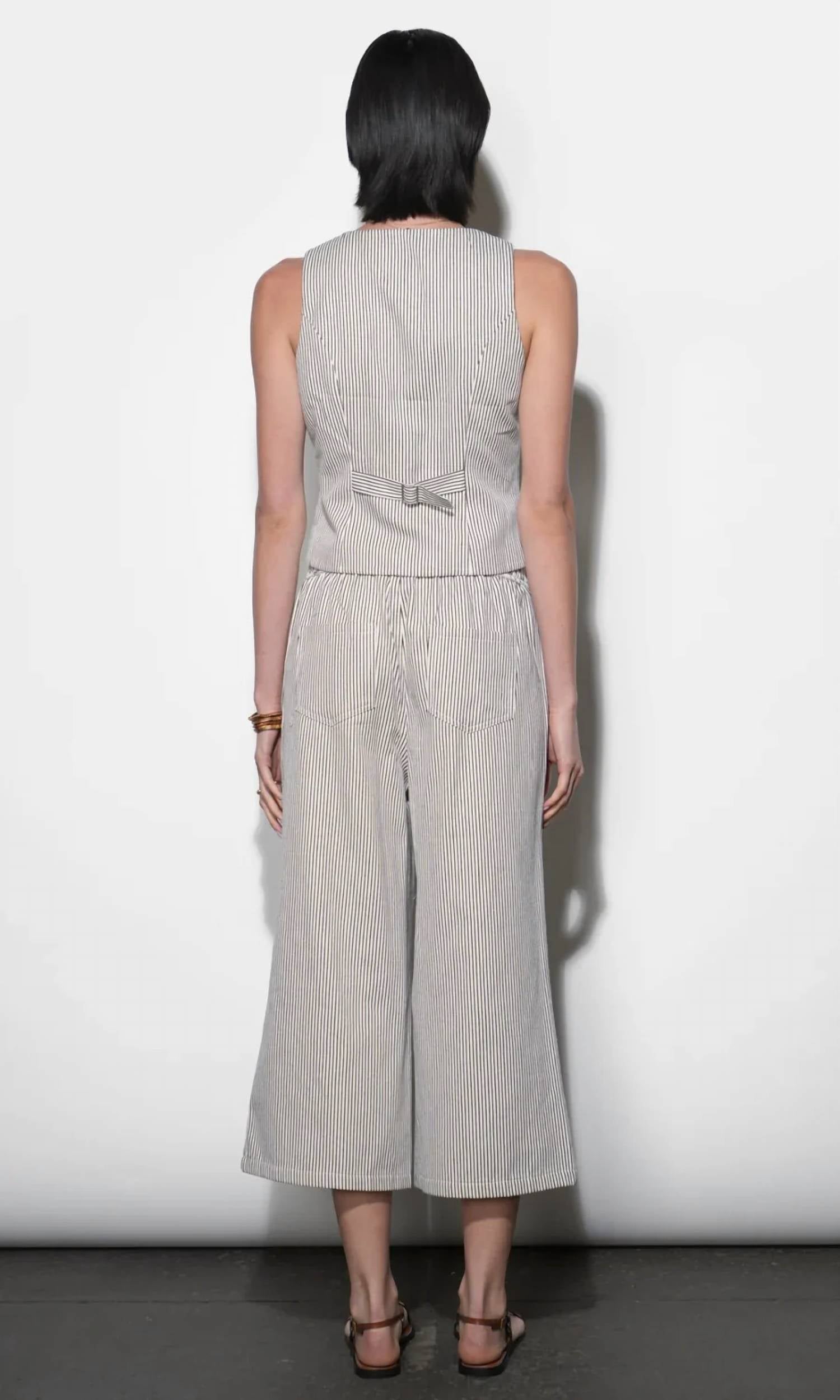 Greylin - Alice Canvas Stripe Wide Leg Culottes Pants