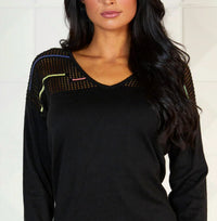 Angel Apparel - V-neck See Through Shoulder Top