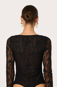ASTR Haniya Bodysuit in black - women's shirt - alternate view