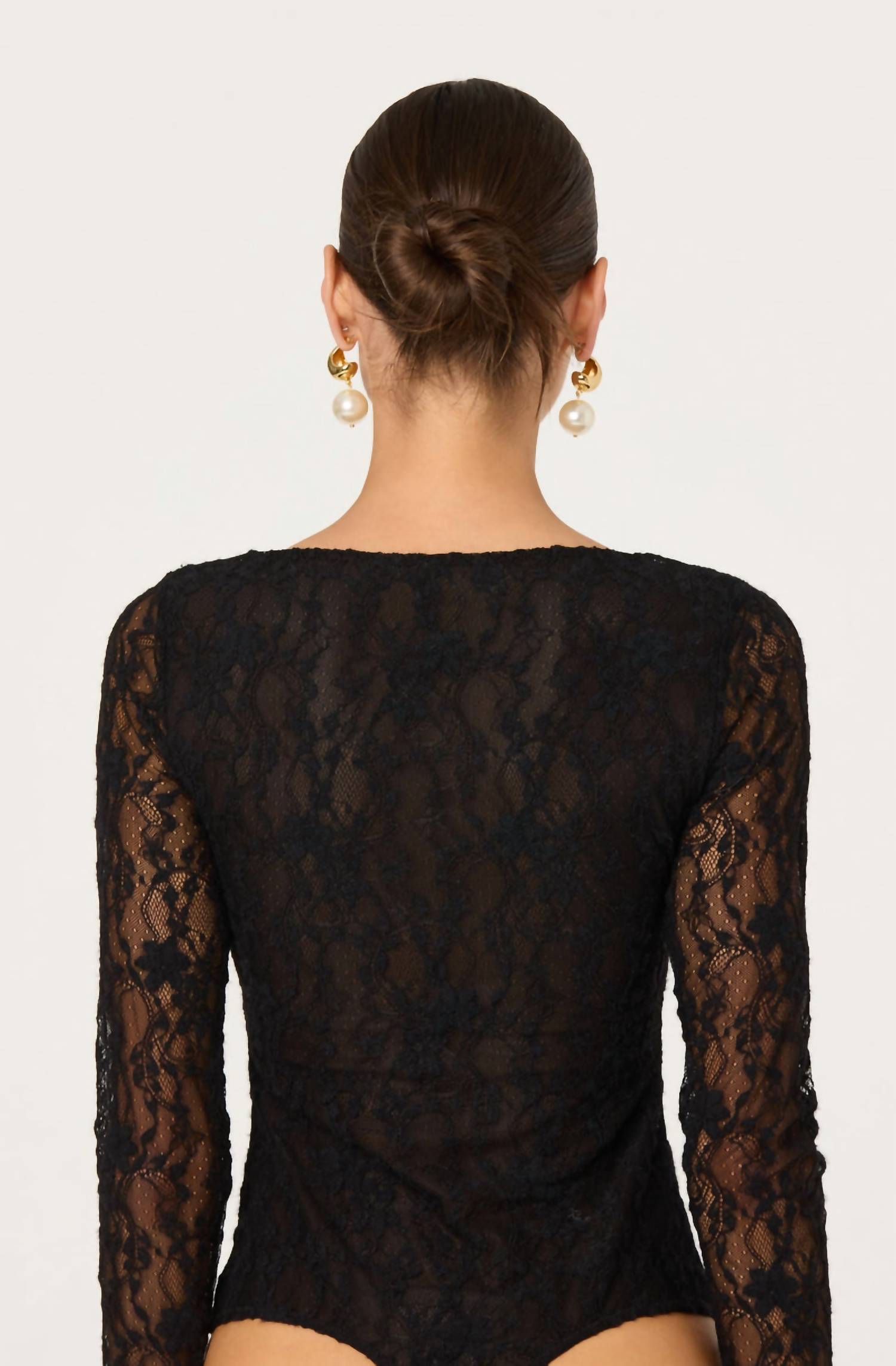 ASTR Haniya Bodysuit in black - women's shirt - alternate view
