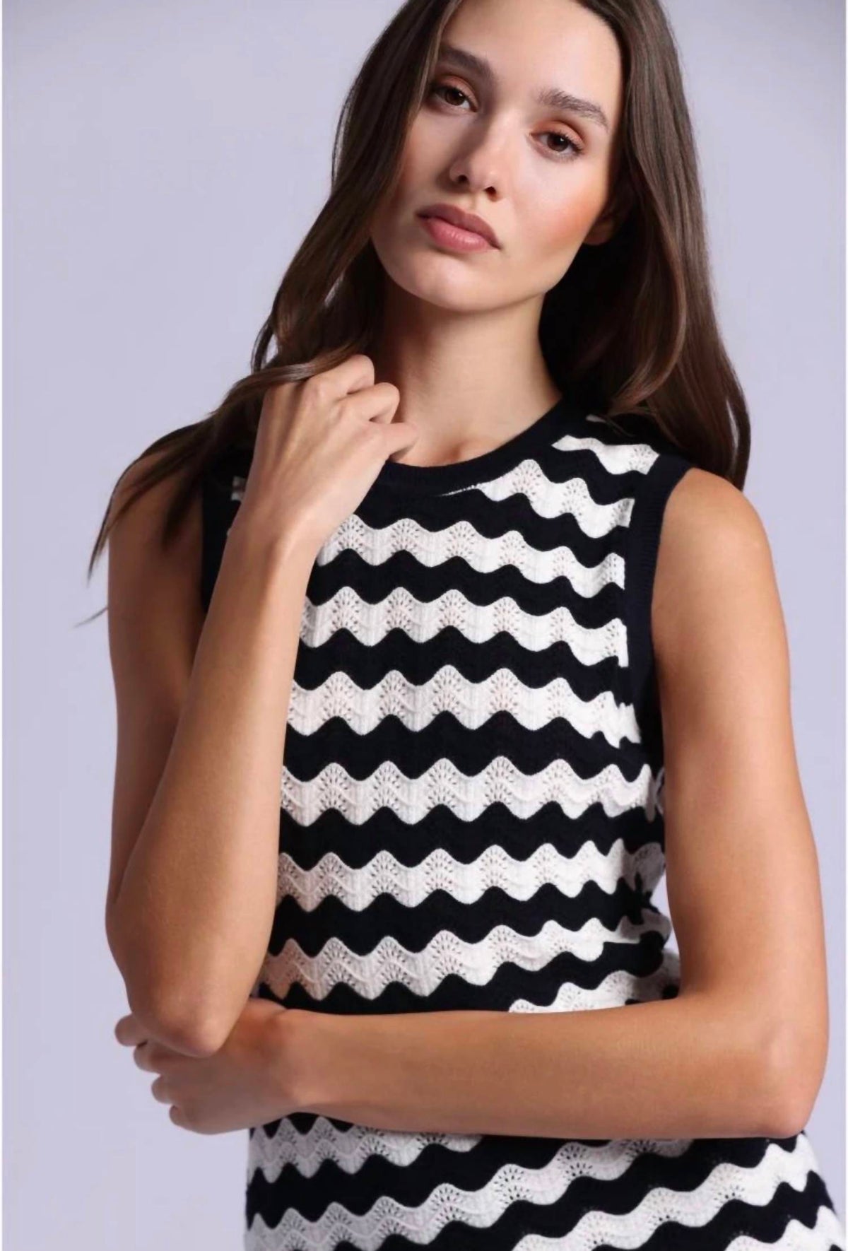 Minnie Rose - Stripe Scallop Tank Dress