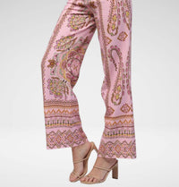 Fate - Border Print Linen High Waist Pants