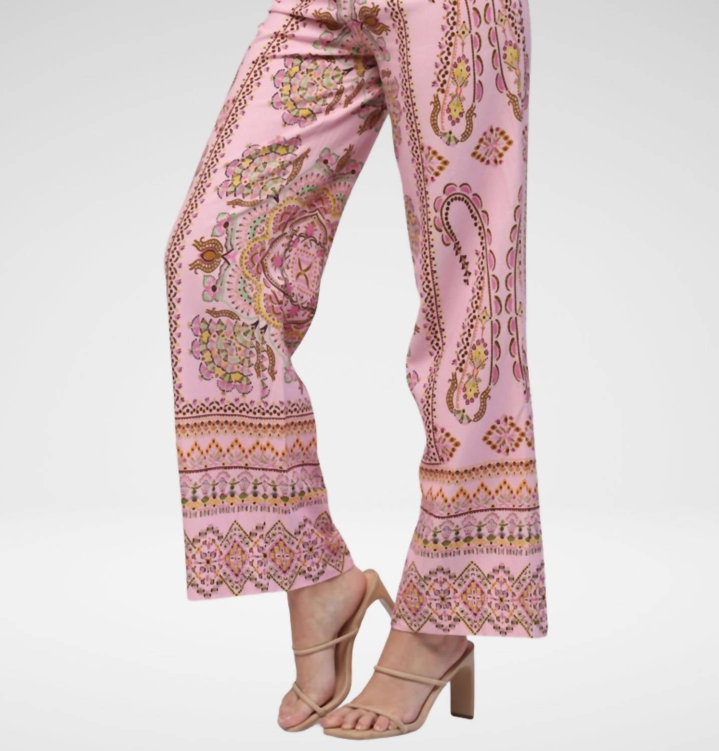 Fate - Border Print Linen High Waist Pants