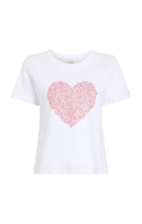 cinq a sept Rhinestone Doodle Heart Shrunken Tee in white bisou - women's t-shirt - view 6