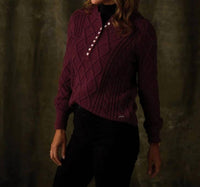 The Normal Brand - Women's Josefine Cableknit Henley Sweater