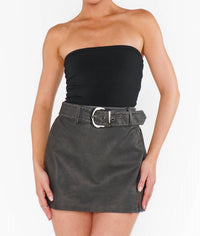 Show Me Your Mumu Tyra Belted Skirt in vintage black faux leather - women's skirt