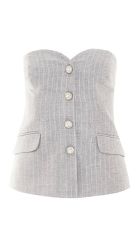 Patbo - Metallic Pinstripe Strapless Top