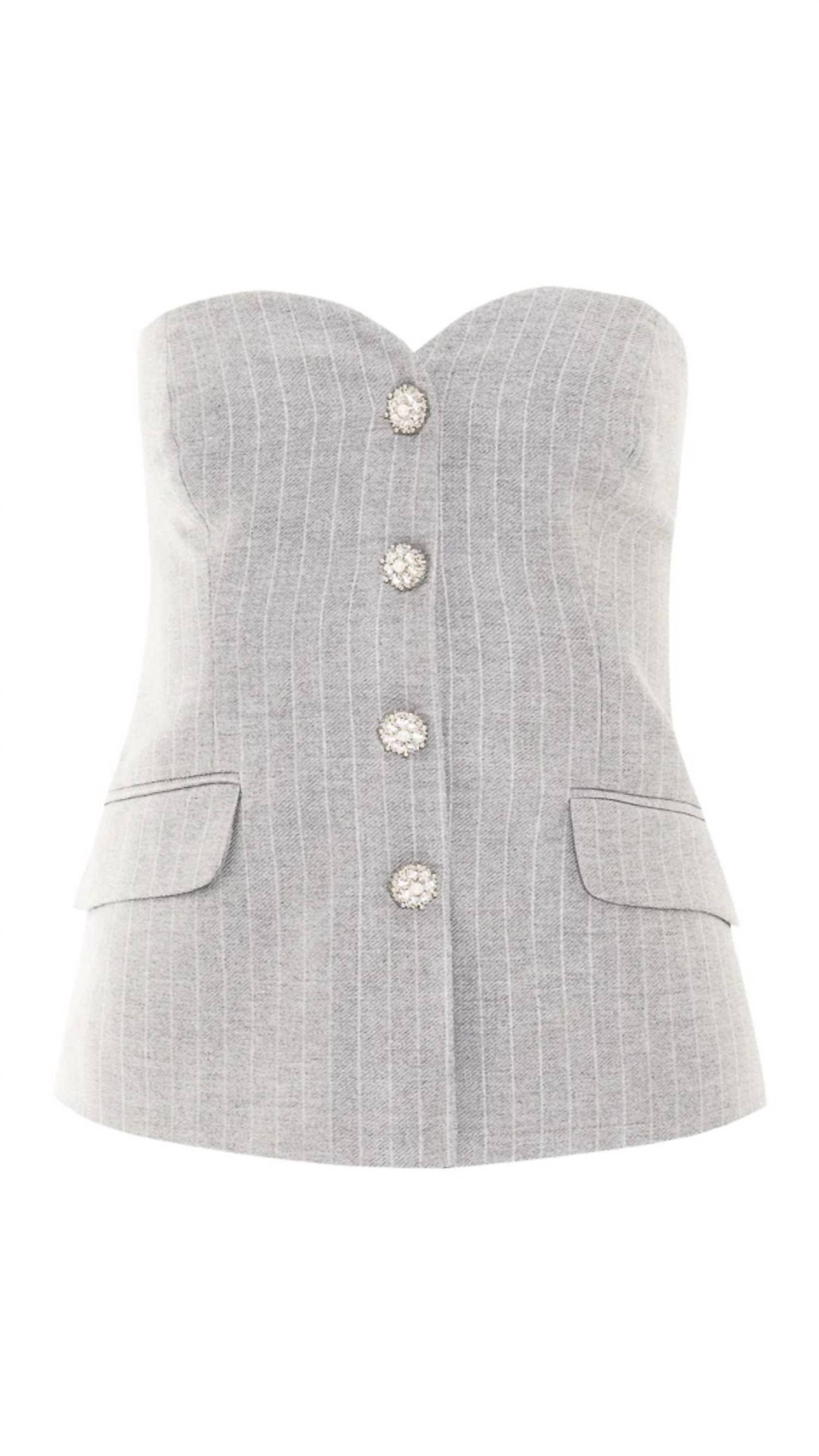 Patbo - Metallic Pinstripe Strapless Top