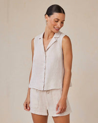 Bella Dahl - Sleeveless Notch Collar Button Down Shirt