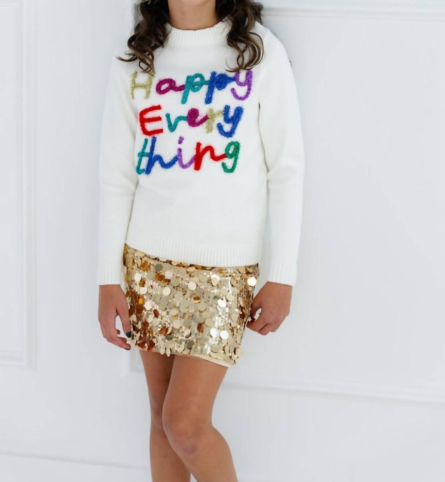 Lola + The Boys - Girls Happy Everything Tinsel Sweater
