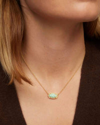 Kendra Scott Women's Elisa Short Pendant Necklace in green lab grown opal - women's jewelry - alternate view