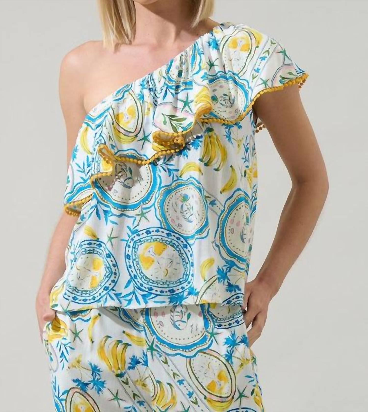 Sugarlips - Havana Banana One Shoulder Ruffle Top