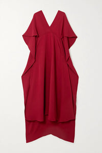 Valentino - Cape Effect Lace Trimmed Dress