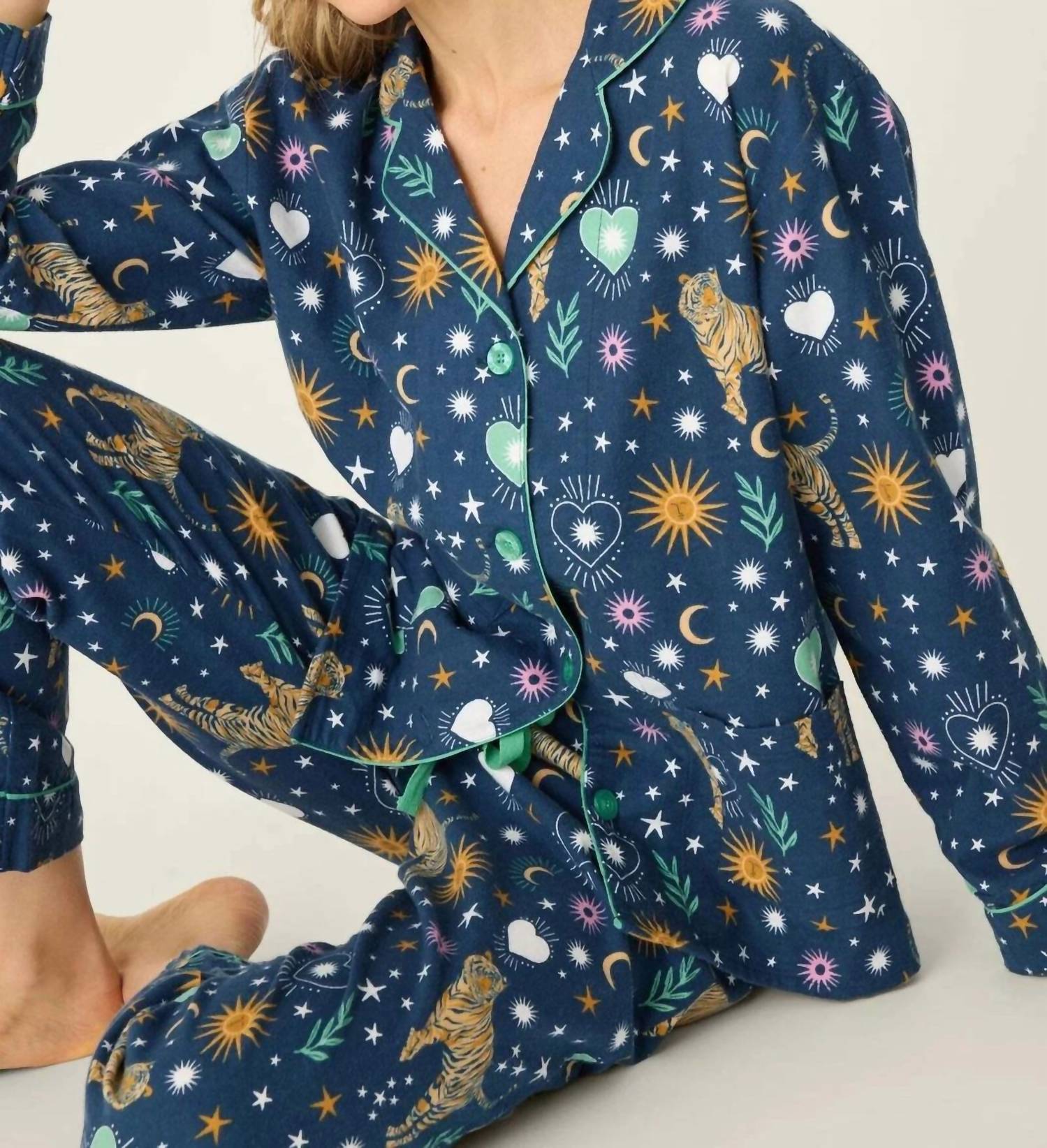 Pj Salvage - Tiger Star Print 3 Piece Matching Flannel Set