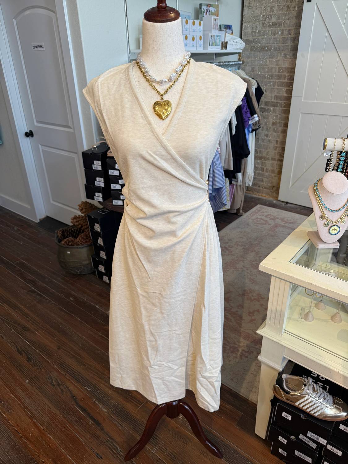 Zoe And Claire - Women's Heather Knit Wrapped Dress