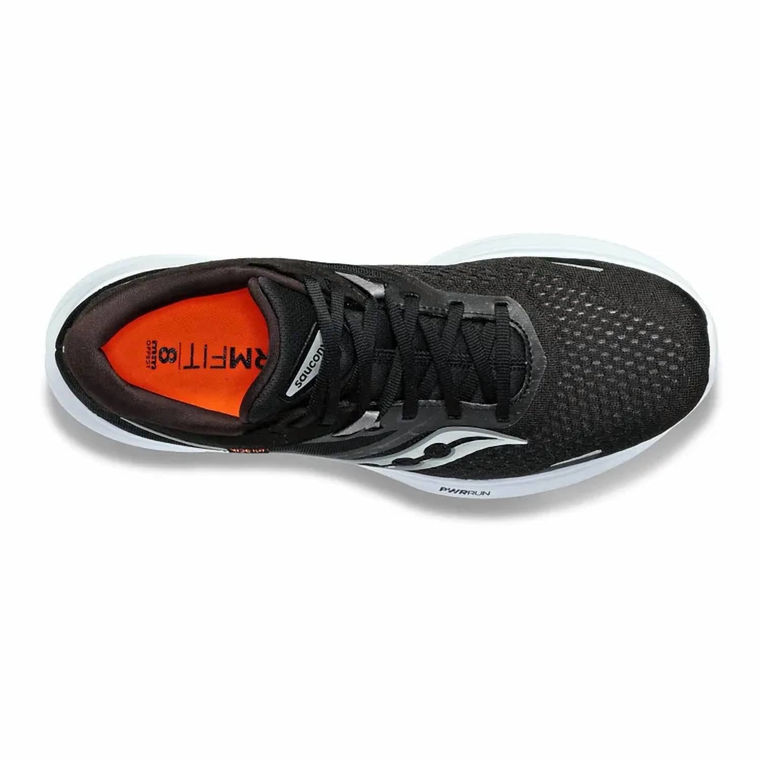 SAUCONY Men's Ride 16 Running Shoes in black white - men's shoe - view 4
