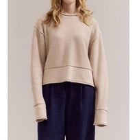 Grade & Gather - Rolled Edge Detail Long Sleeve Top