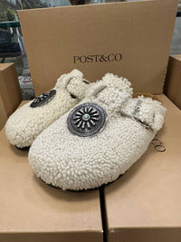 Post & Co. Women's Shearling Clogs in natural - women's shoe - detail view