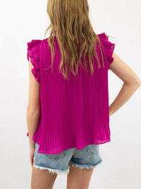 Pretty Follies Ruffle Sleeve Top in magenta - women's blouse - view 5