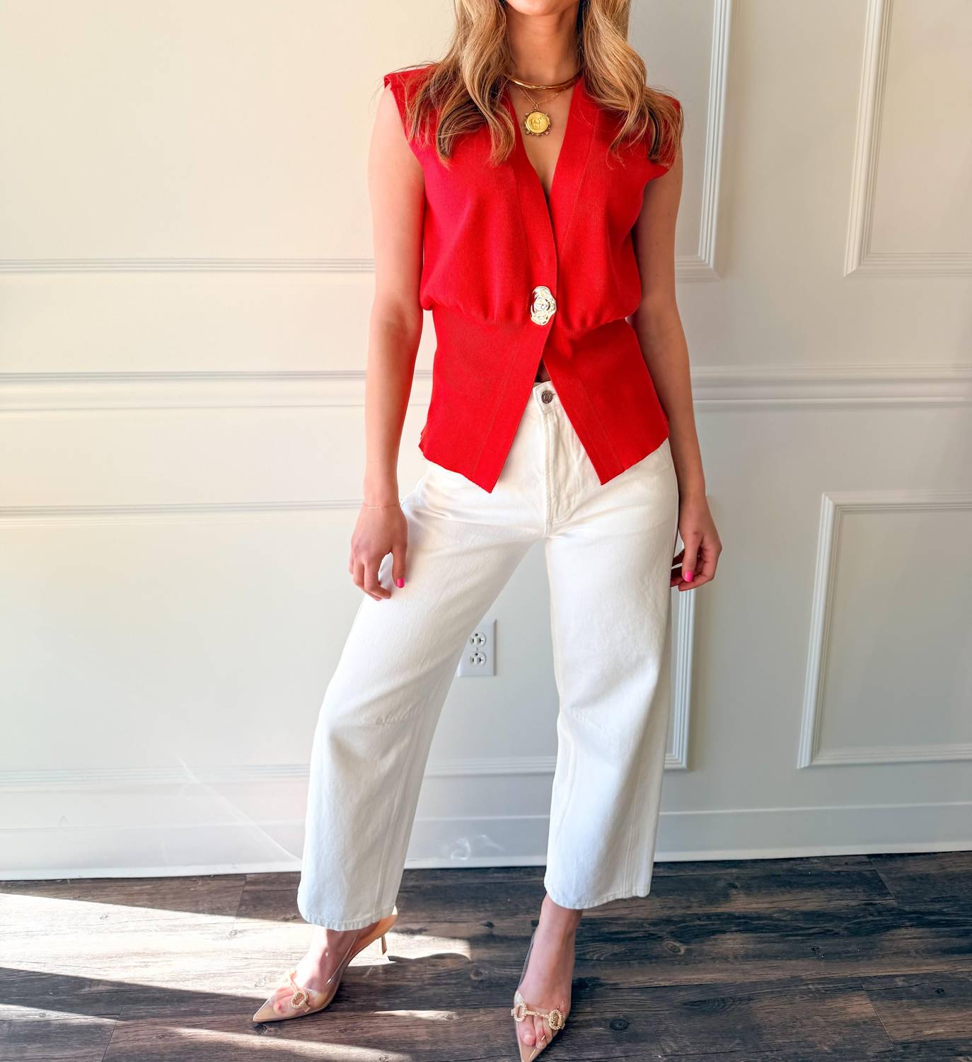 GLAM Modern Muse Vest in red - women's blouse