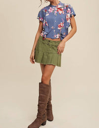 Listicle - Floral Flutter Sleeve Blouse