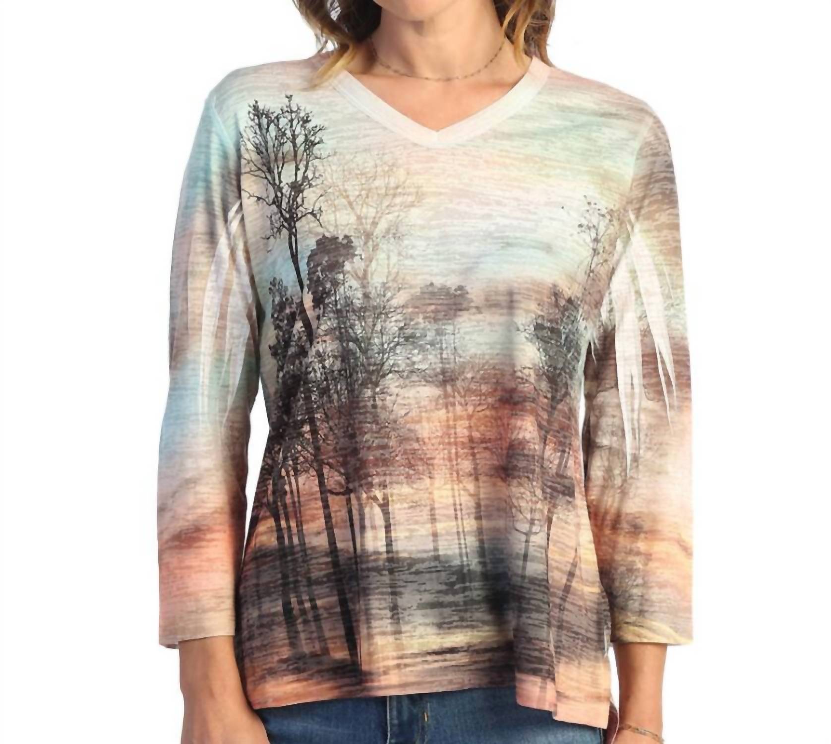 Jess & Jane - Sunset Burnout High Low Top