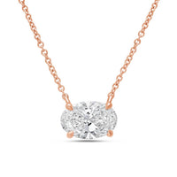 Diana M Jewels - Women's Oval Shape East West Diamond Pendant (8.00 Ct)
