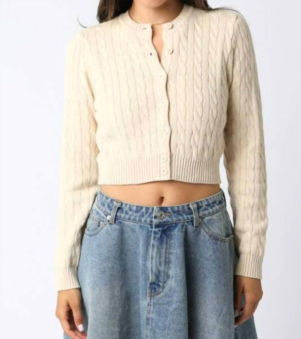 Olivaceous - Sara Button Knit Top