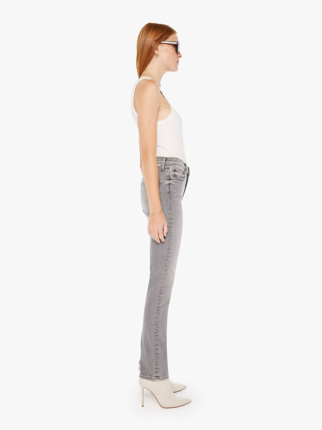 Mother THE MID RISE RIDER SKIMP JEAN in barely there - women's jeans - detail view