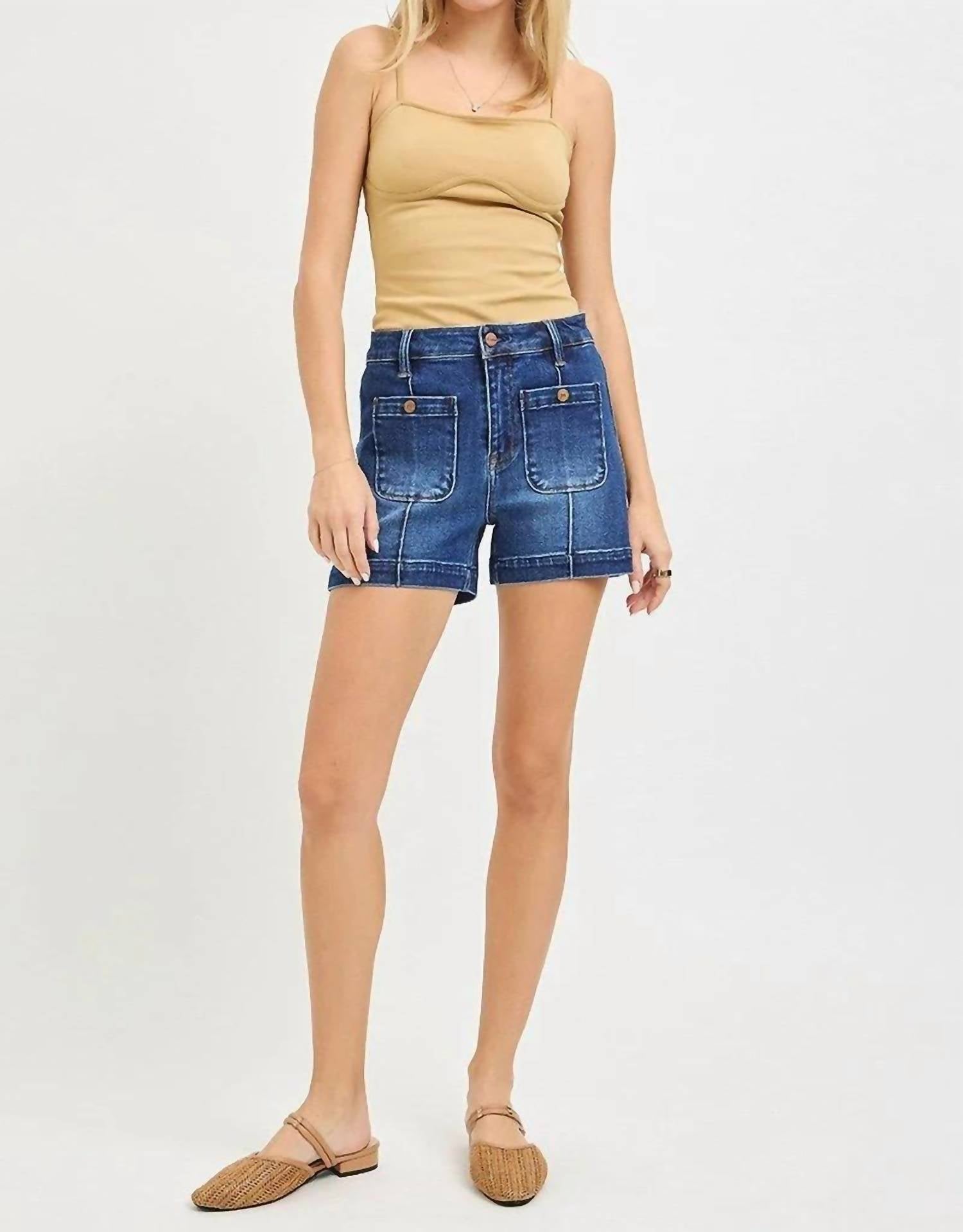 Risen - Rizza Patch Pocket Denim Shorts