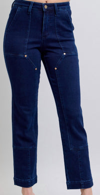 Judy Blue - High Waisted Work Wear Knee Patch Straight Jeans