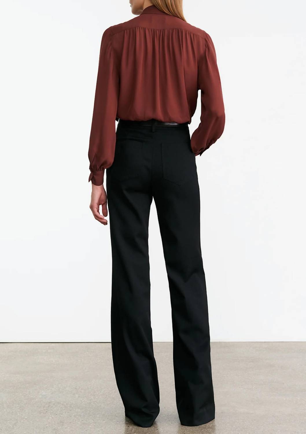 NILI LOTAN Revi Silk Blouse in burgundy 1 - women's blouse - detail view