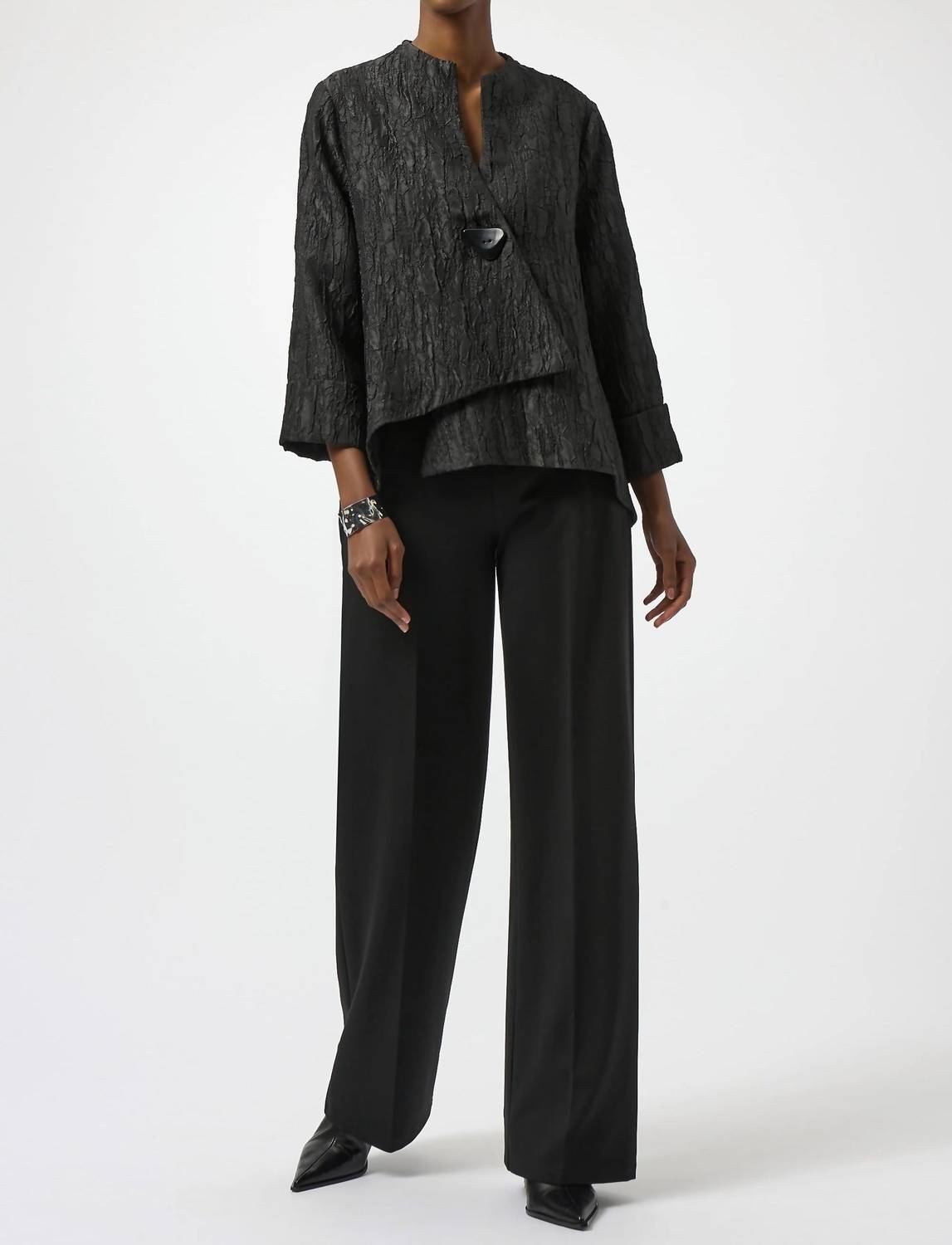 Joseph Ribkoff - Textured Asymmetric Swing Jacket