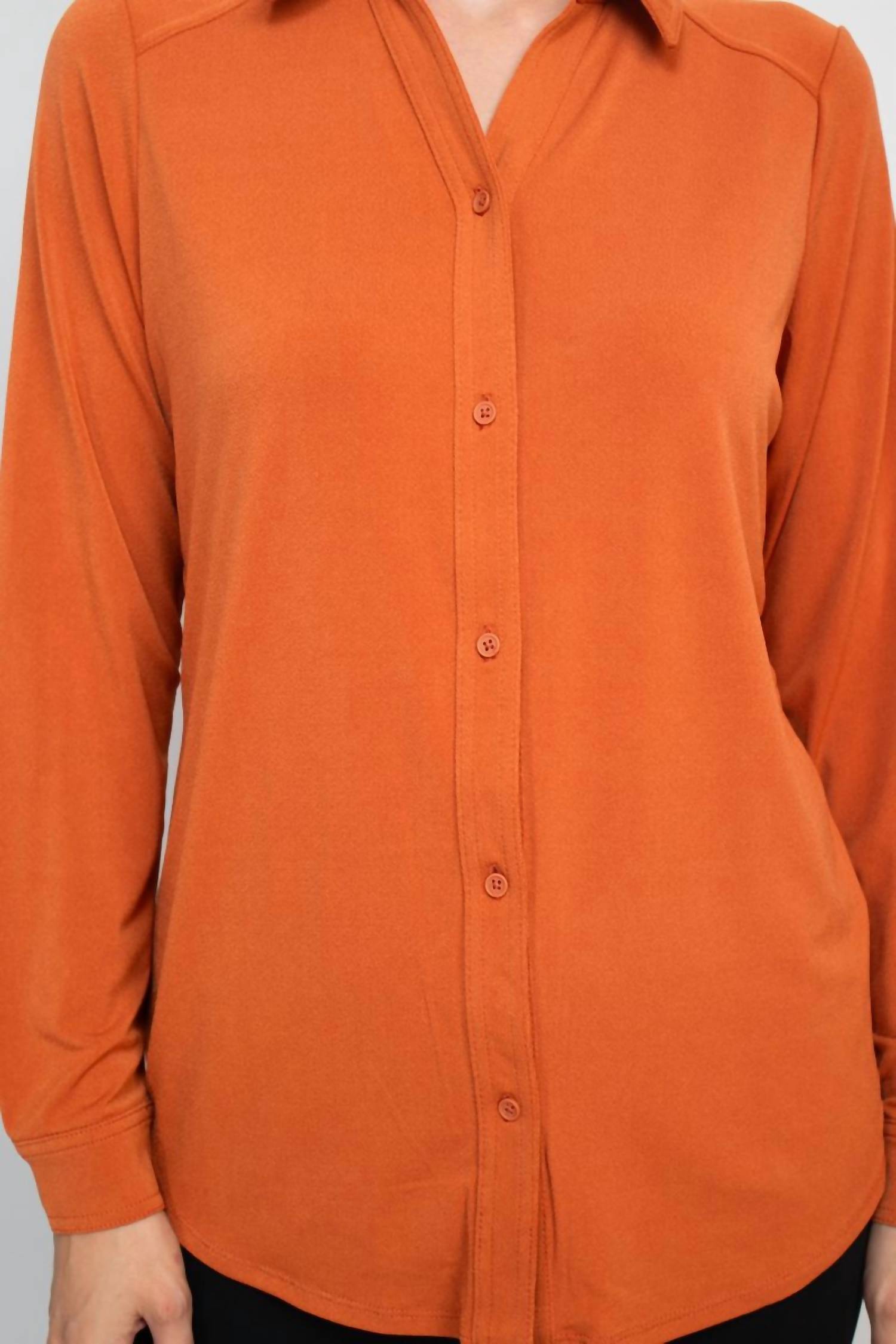 Adrianna Papell - Collared Button Front Moss Crepe Shirt
