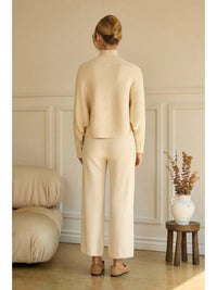Skies Are Blue - Aubrey Asymmetrical Button Sleeve Ribbed Mock Neck Sweater