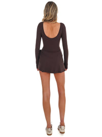 Kimberly C In Passing Long Sleeve Wrap Tie Dress in passing long sleeve wrap tie dress in chocolate - women's dress - view 4