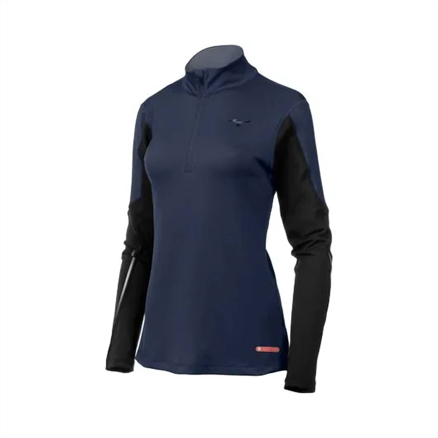 MIZUNO Women's Breath Thermo Half Zip Top in indigo black - women's long sleeve top