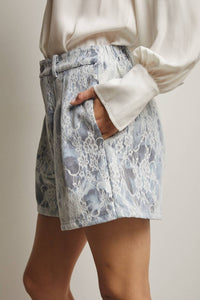 Forte - Lace Overlay Denim Shorts